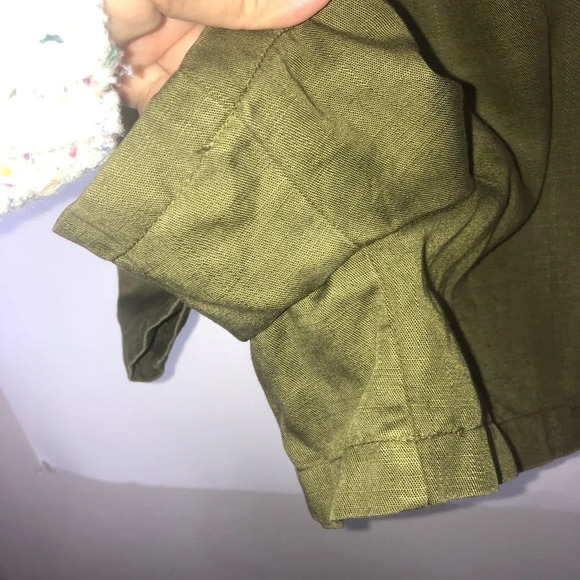 5/$25 
Zara Women Romper Khaki Army Green XS  Ruffle On/Off Shoulder Lyocell - Picture 6 of 7